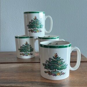 SPODE England Christmas Tree Mugs set of 4